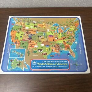 1968 Whitman Picture Map Children's Puzzle Of The United‎ States of America Used